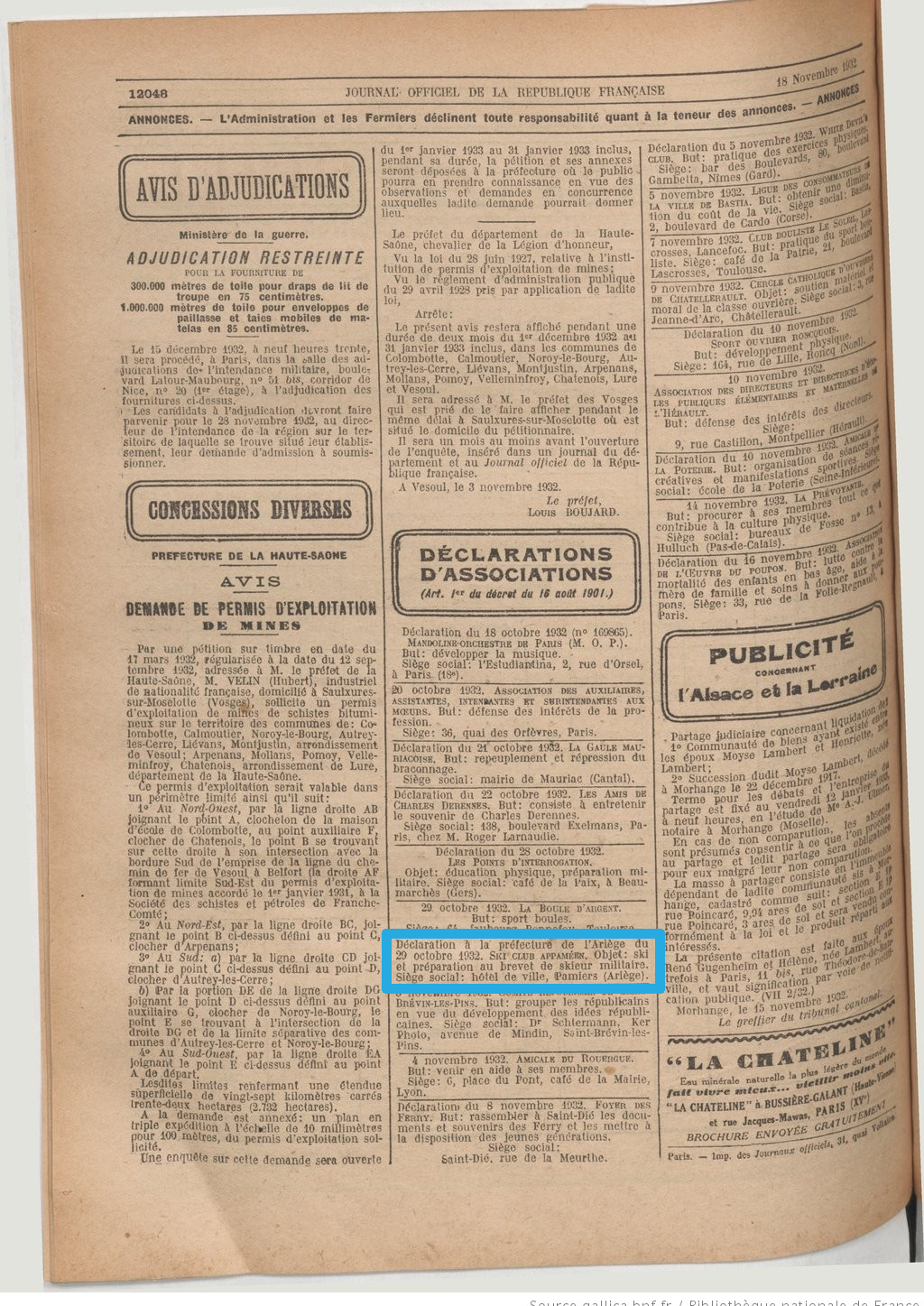 1_SMBA - Dépot Journal Officiel 19321118